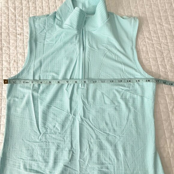 IBKUL Womens Sleeveless Aqua Gingham Zip Neck Dress S UPF 50+ Cool Feel Nylon Bl - Picture 8 of 12